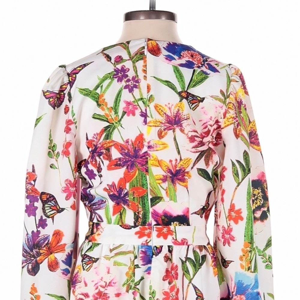LDT Floral Butterfly Romper Size 0 Cutout Cottagecore Garden Party Romantic - Picture 6 of 11